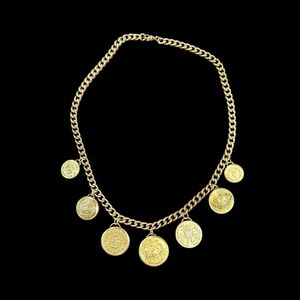 Vintage Buttons On 18k Gold Plated 18" Necklace